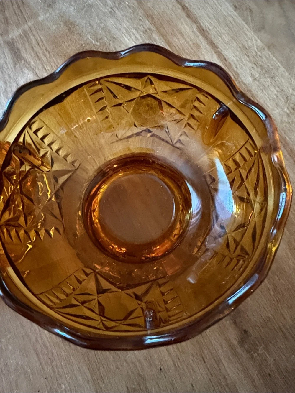 Indiana Glass Amber Pressed Glass Fairy Lamp